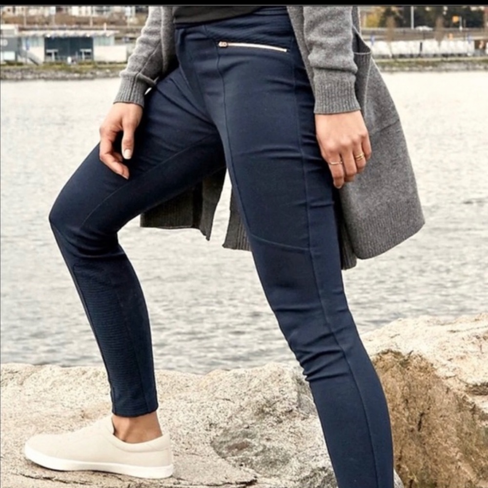 Athleta Navy Ponte Moto Pants
